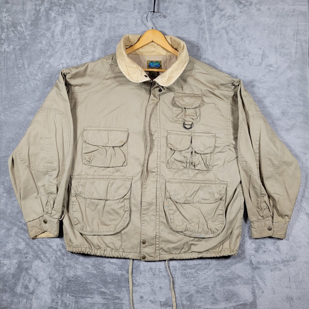 Vintage Native Habitat Planet Earth Jacket Mens XXL Tan Safari Field Utility